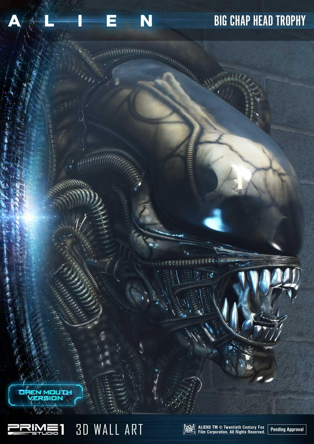 Alien Big Chap Head Trophy (Version Open Mouth) - 3D Wall Art - Vue 6