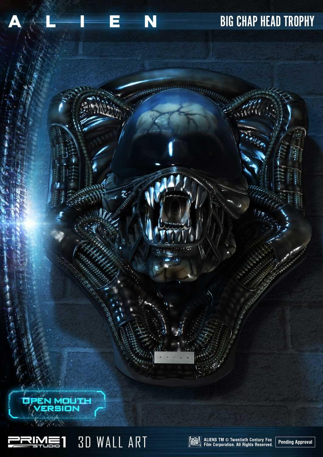 Alien Big Chap Head Trophy (Version Open Mouth) - 3D Wall Art - Vue 7