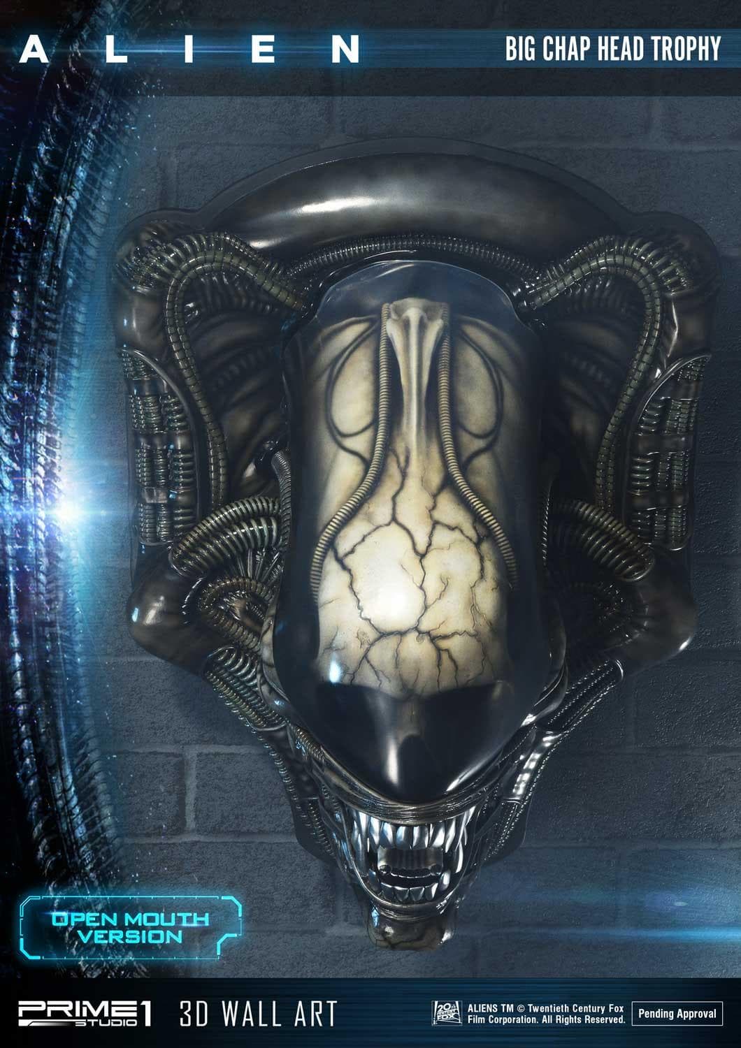 Alien Big Chap Head Trophy (Version Open Mouth) - 3D Wall Art - Vue 8