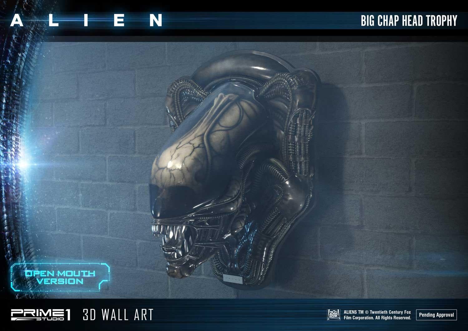 Alien Big Chap Head Trophy (Version Open Mouth) - 3D Wall Art - Vue 12