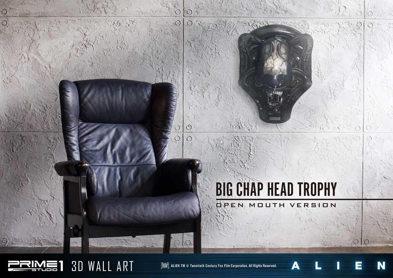 Alien Big Chap Head Trophy (Version Open Mouth) - 3D Wall Art - Vue 15