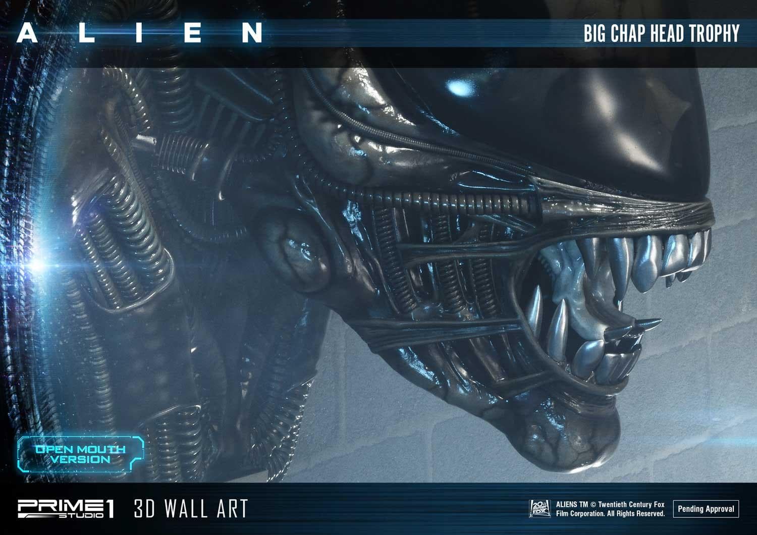 Alien Big Chap Head Trophy (Version Open Mouth) - 3D Wall Art - Vue 16