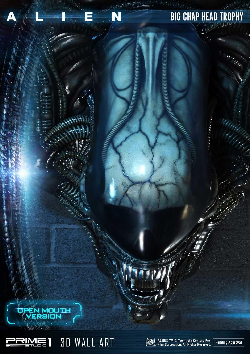 Alien Big Chap Head Trophy (Version Open Mouth) - 3D Wall Art - Vue 20