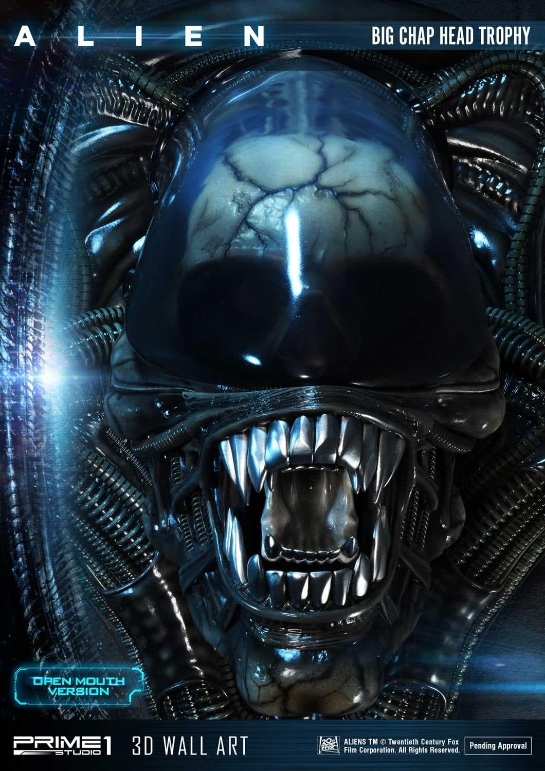 Alien Big Chap Head Trophy (Version Open Mouth) - 3D Wall Art - Vue 21