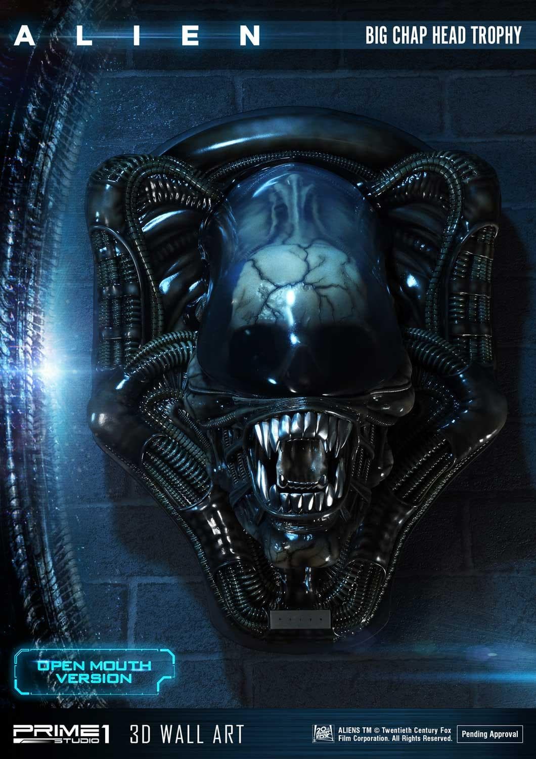 Alien Big Chap Head Trophy (Version Open Mouth) - 3D Wall Art - Vue 25