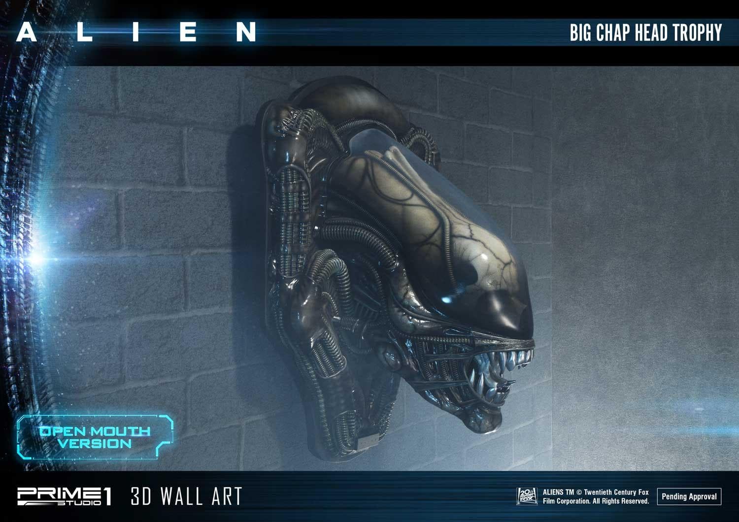 Alien Big Chap Head Trophy (Version Open Mouth) - 3D Wall Art - Vue 27