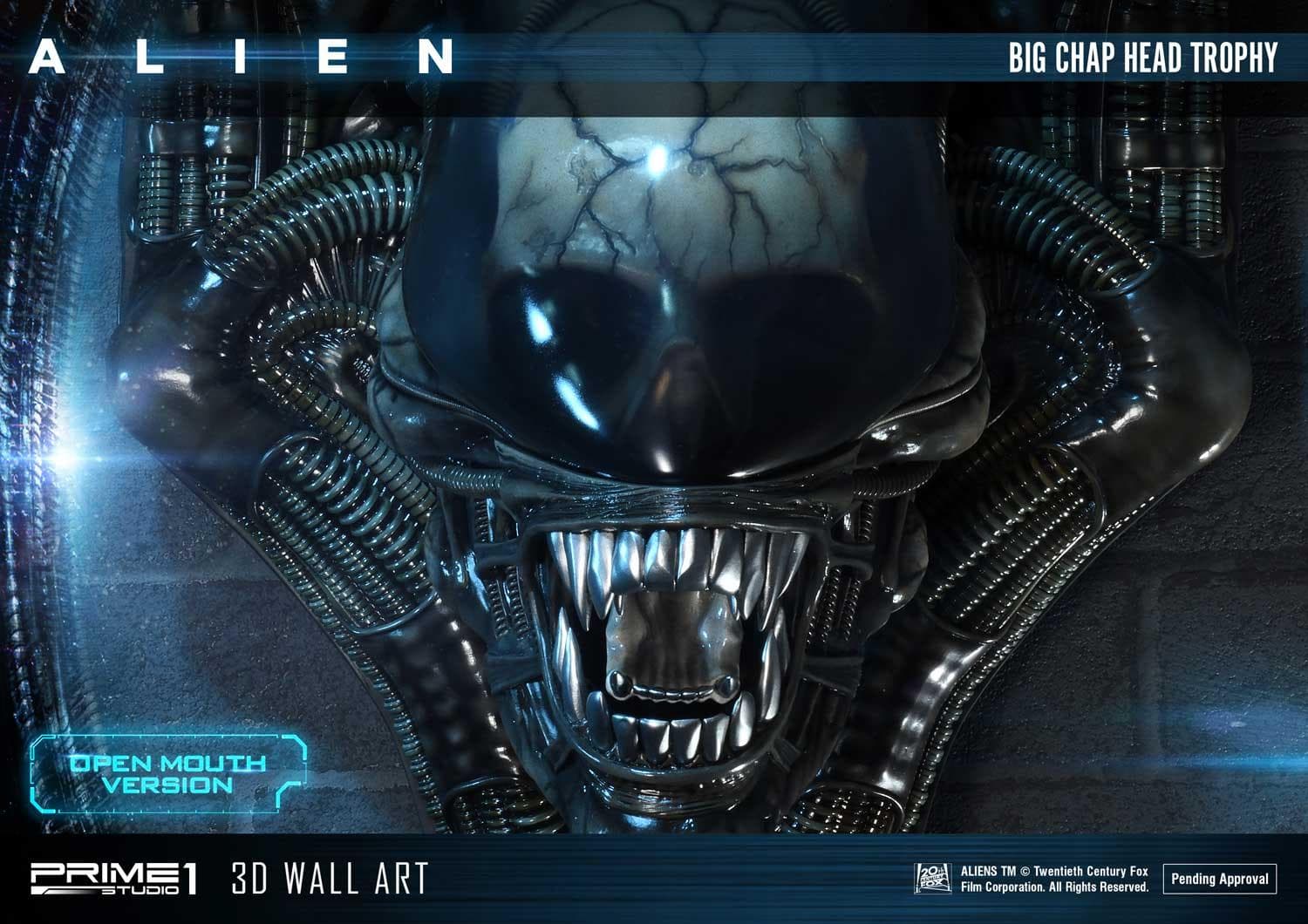 Alien Big Chap Head Trophy (Version Open Mouth) - 3D Wall Art - Vue 28