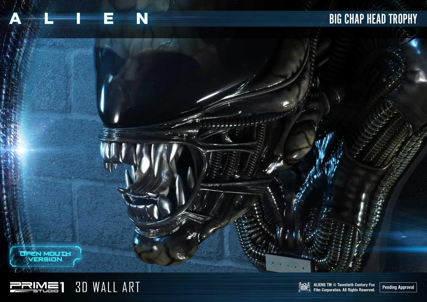 Alien Big Chap Head Trophy (Version Open Mouth) - 3D Wall Art - Vue 30
